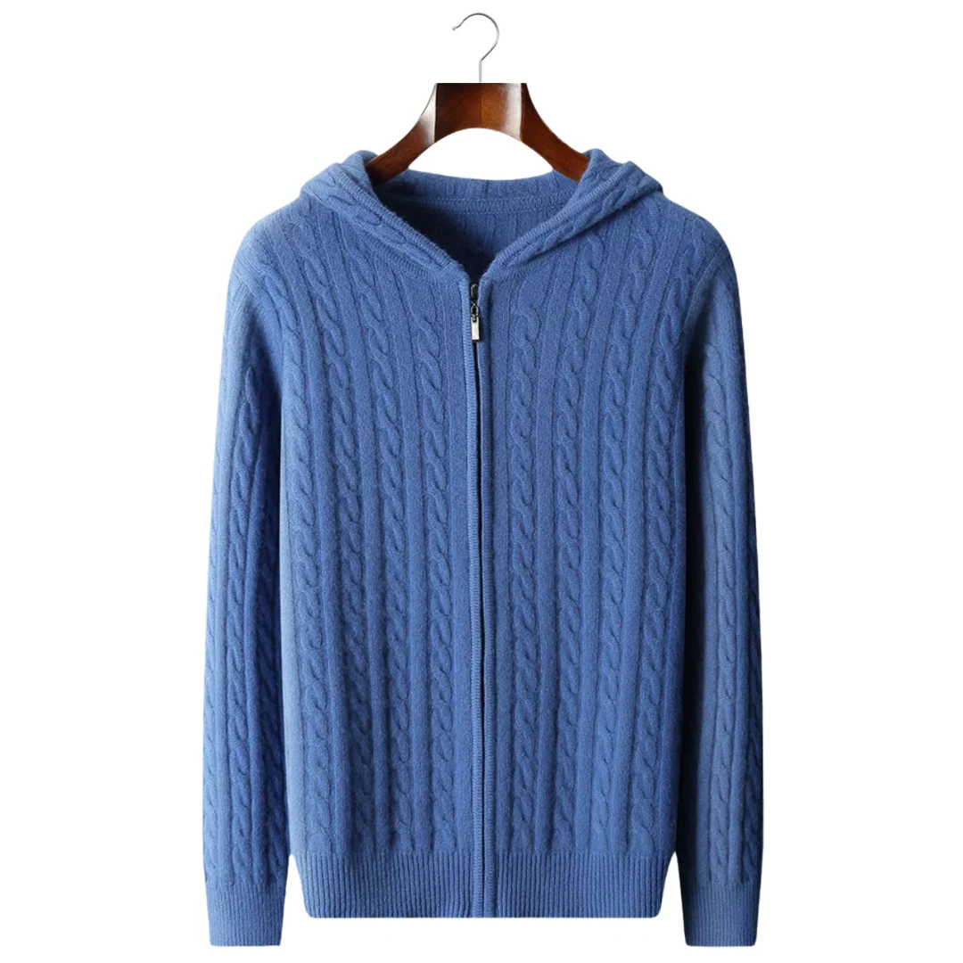 Cable-Knit Zipper Hoodie