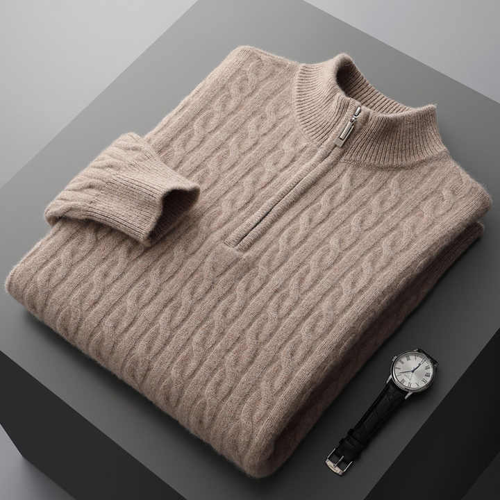Woven Half-Zip Sweater