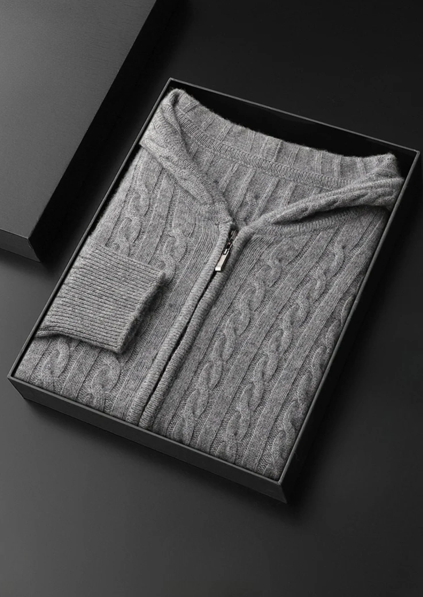 Cable-Knit Zipper Hoodie