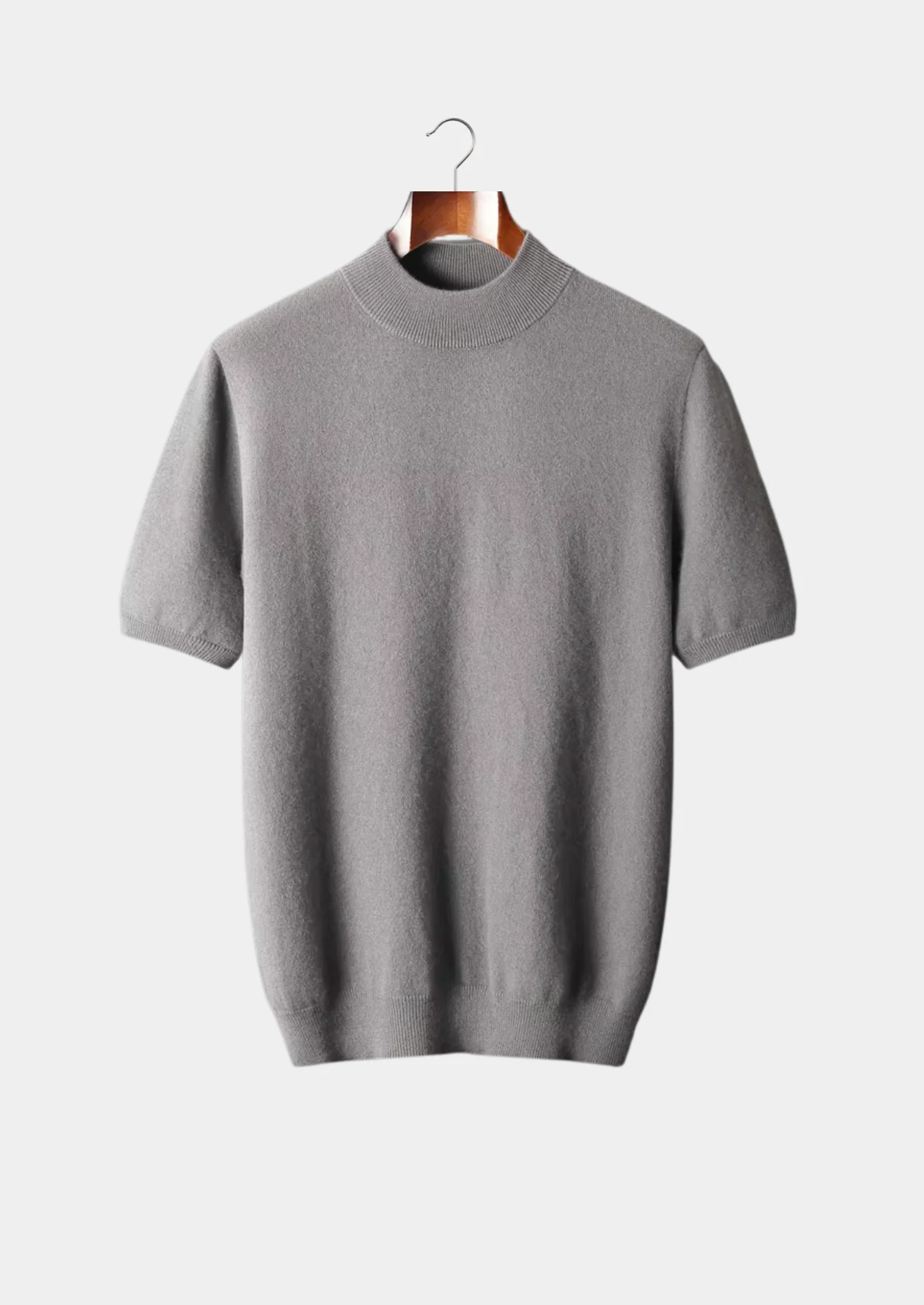 Mock Neck Knit T-Shirt