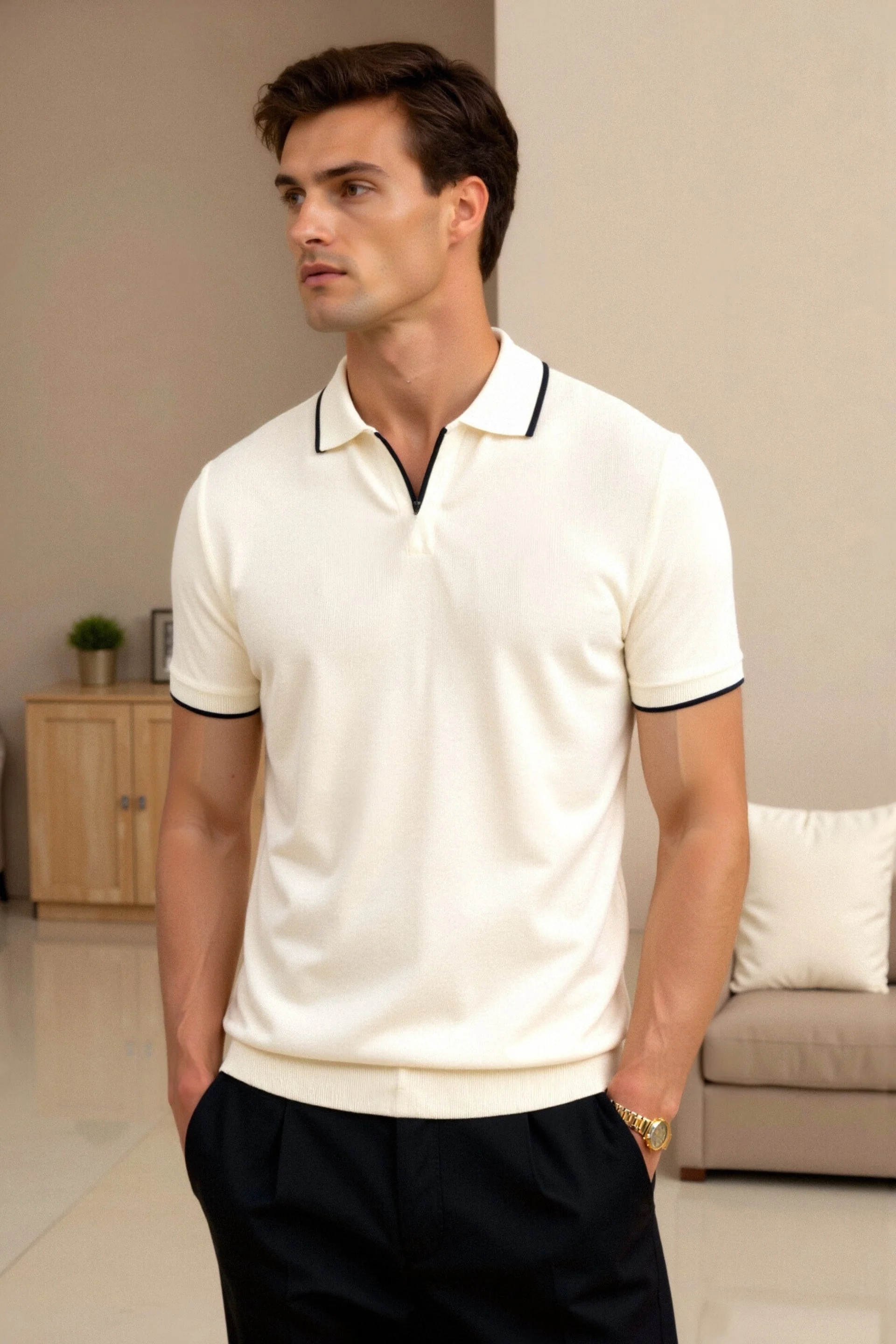 Men’s Contrast Trim Polo