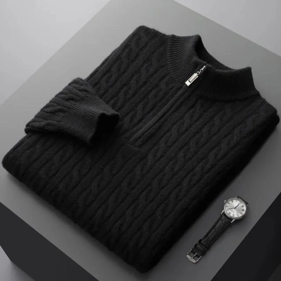 Woven Half-Zip Sweater