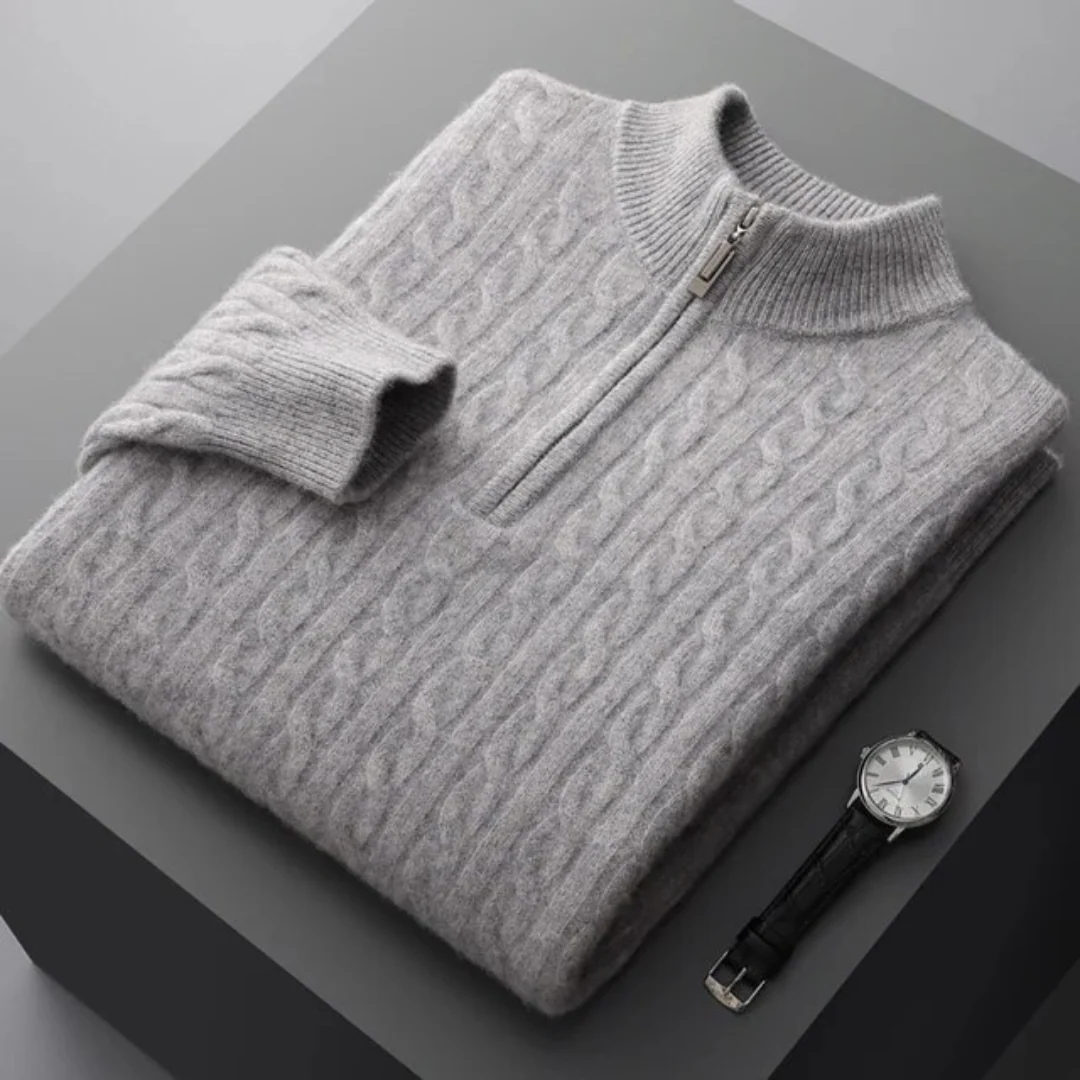 Woven Half-Zip Sweater