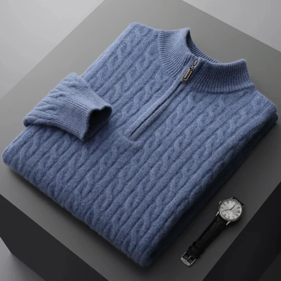 Woven Half-Zip Sweater