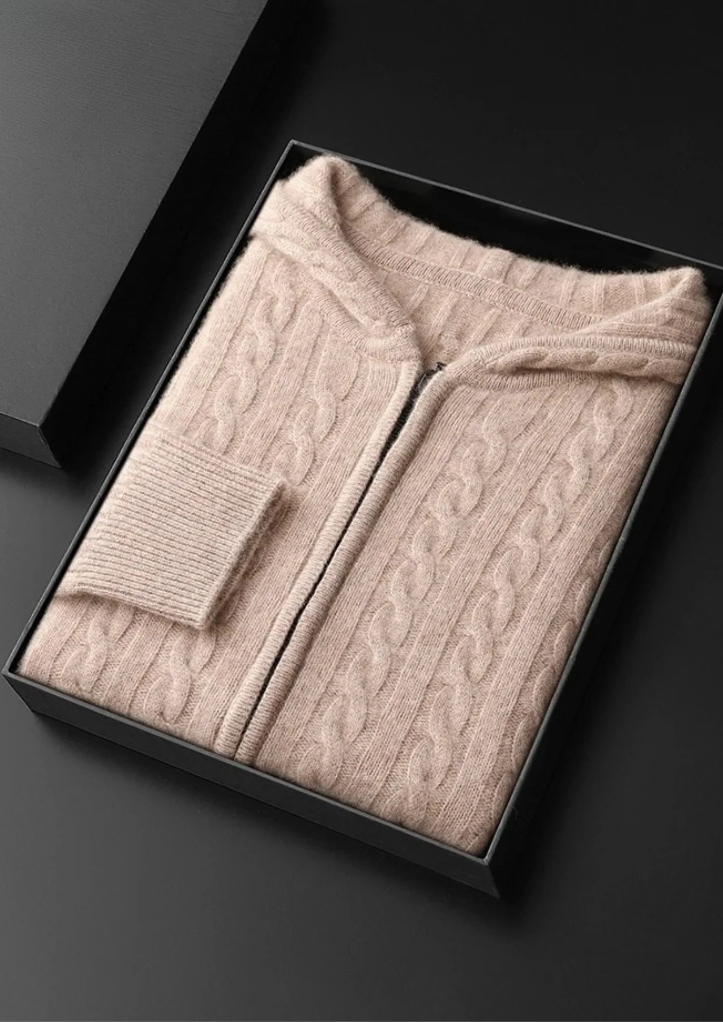 Cable-Knit Zipper Hoodie