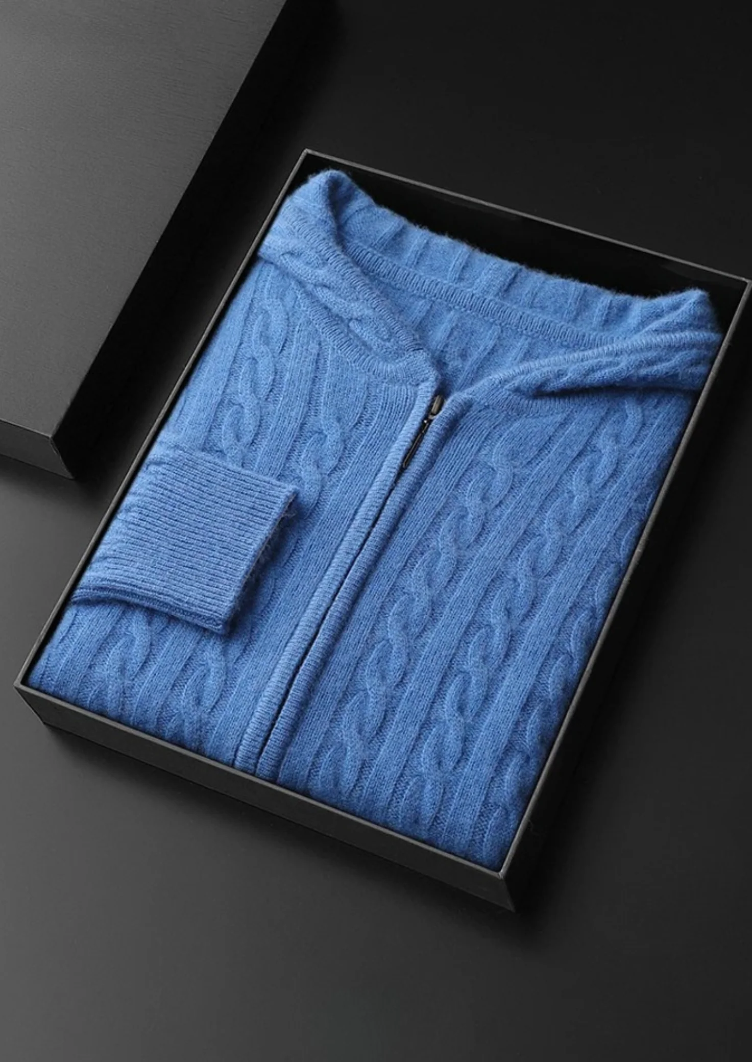 Cable-Knit Zipper Hoodie